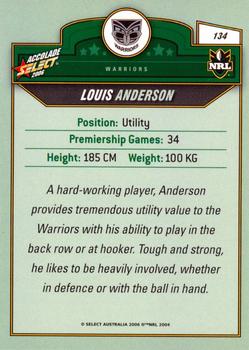 2006 Select Accolade #134 Louis Anderson Back